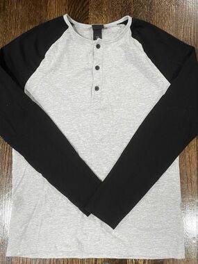 H&M Two-Tone Henley Long Sleeve Shirt
